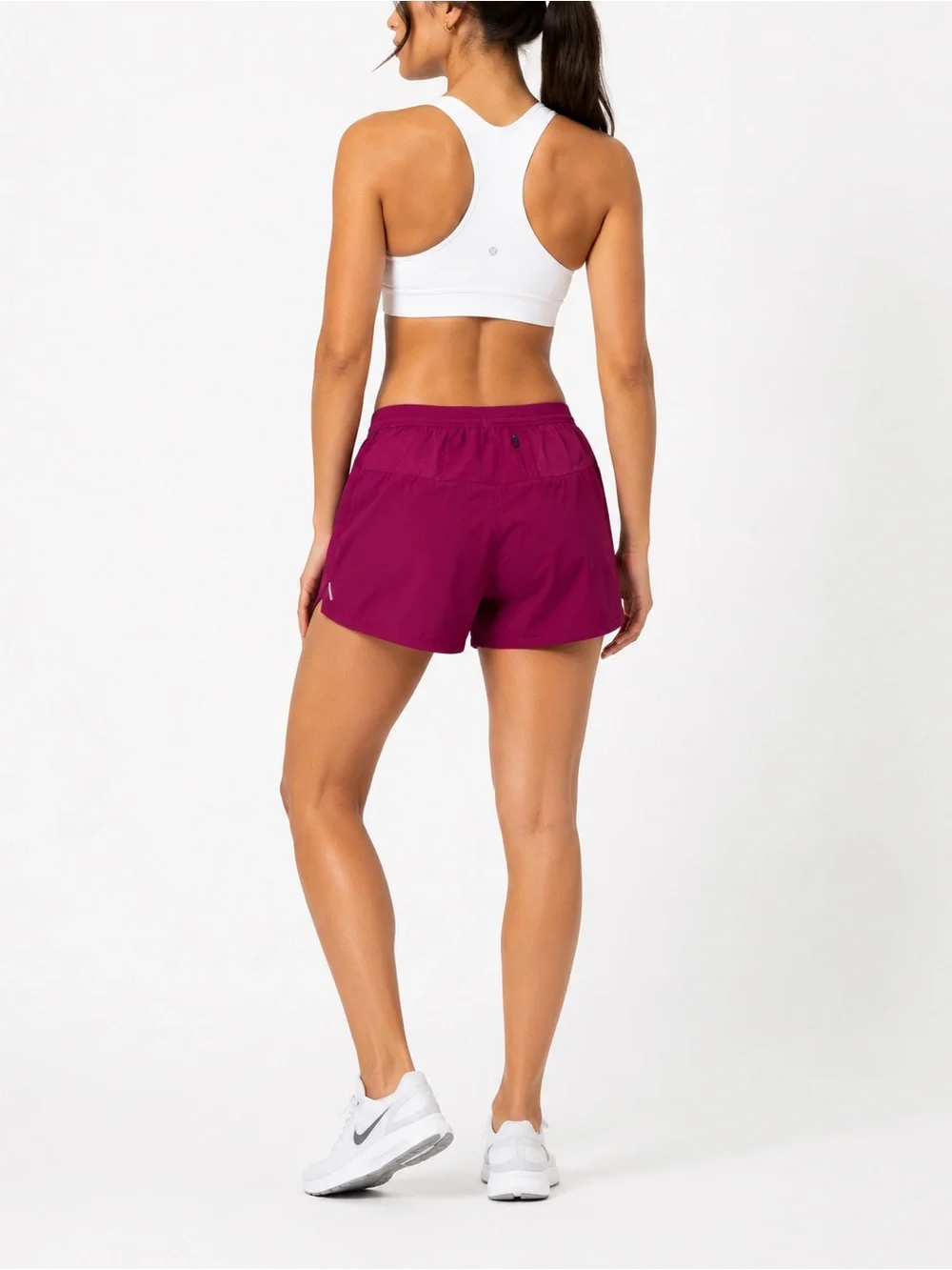 Nike Women's Magenta Athletic Shorts with Blue Drawcord - Picture 3 of 5